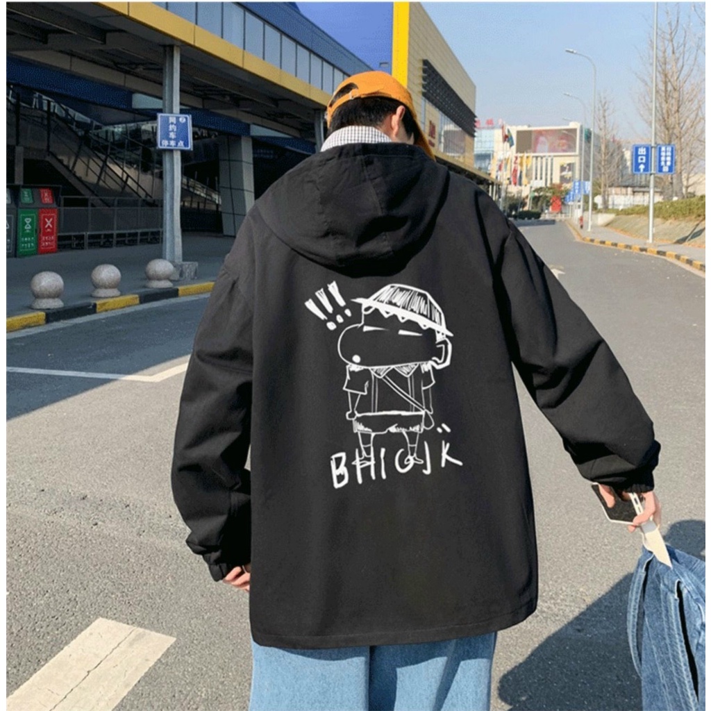 Áo khoác dù Unisex in hình nhóc Shin chibi dáng rộng