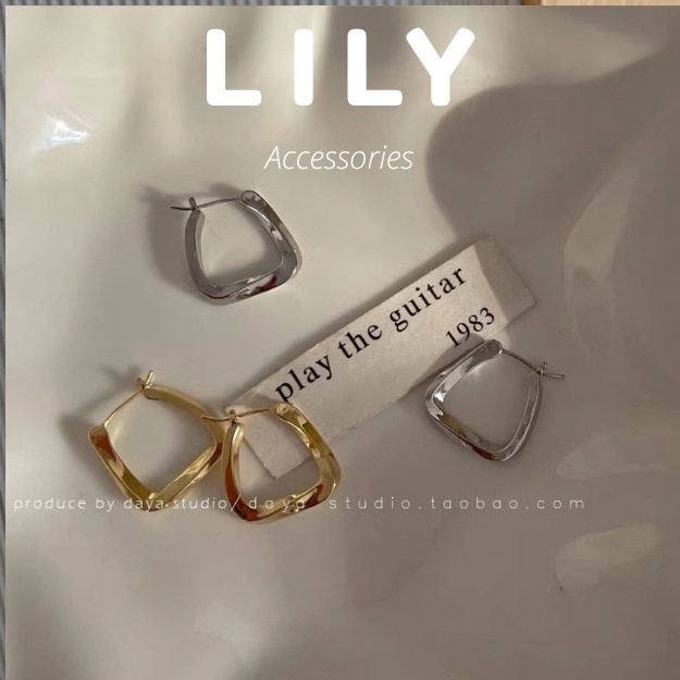 Bông Tai Nữ Hình Bầu Dục Cá Tính Mạ Bạc 925 LILY STORE