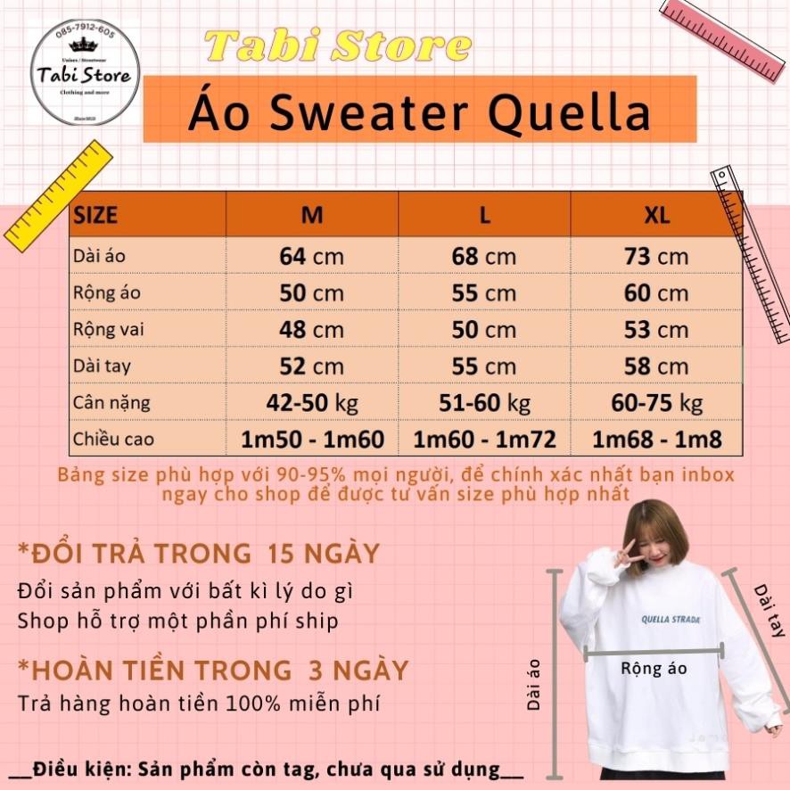 Áo sweater nam nữ unisex nỉ bông cotton dưới 80kg - Sweater Quella strada PT10, Áo hoodie nỉ không mũ | BigBuy360 - bigbuy360.vn