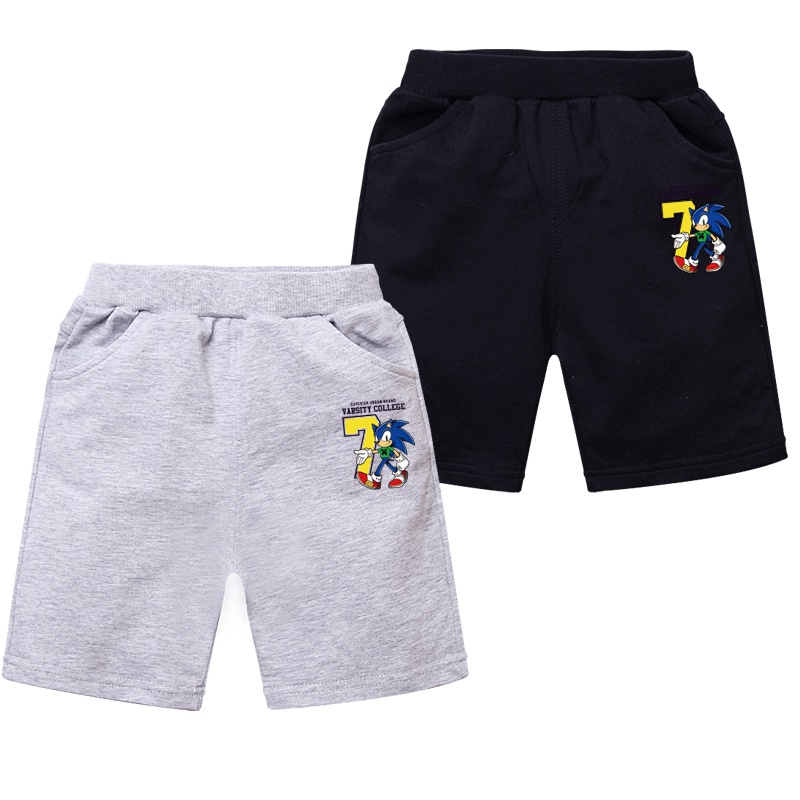 Quần short 100% cotton in hoạt hình Sonic 3 màu cho bé