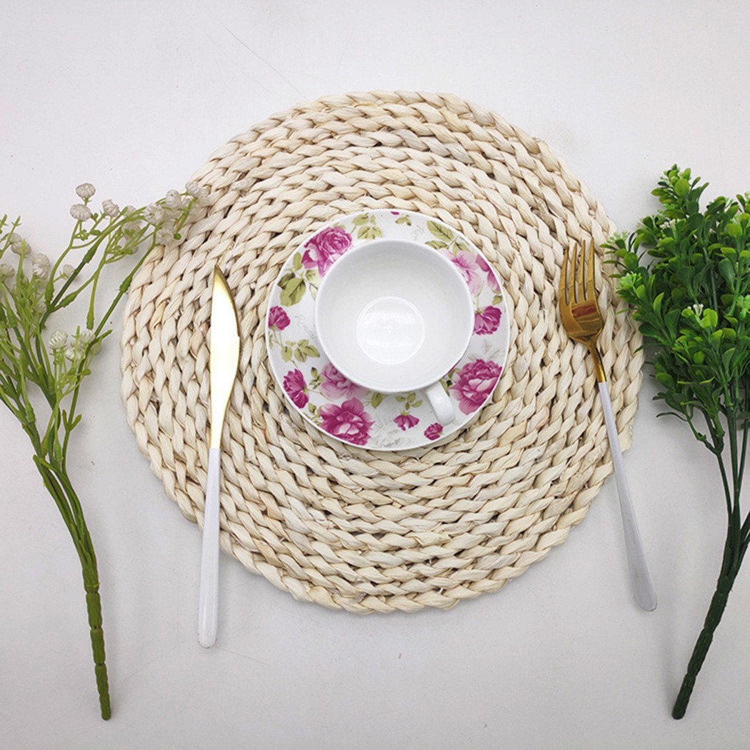 Tấm đế lót ly uống cà phê bằng vải rattan tiện dụng cho nhà bếp