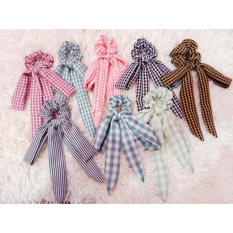 Dây cột tóc scrunchies thắt nơ dài xinh phong cách hàn quốc
