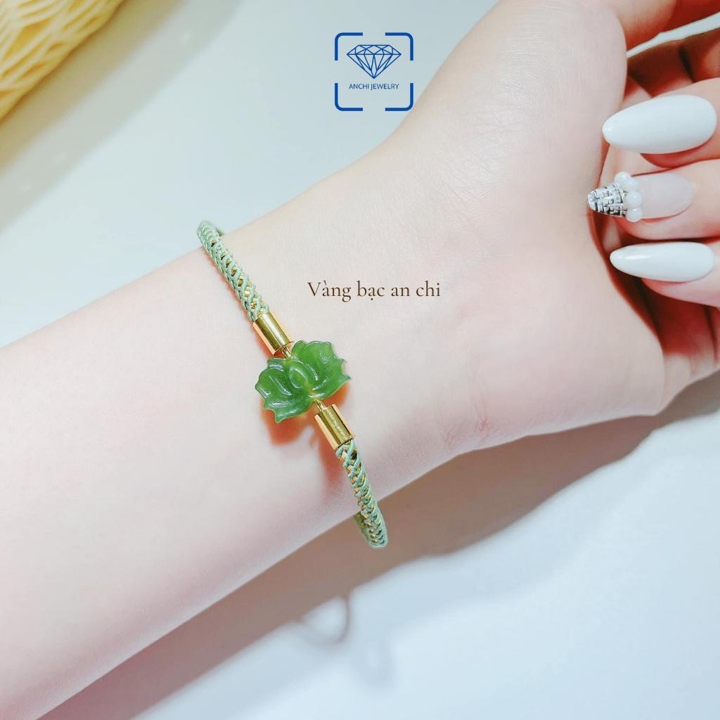 Vòng tay charm hoa sen ngọc xanh, Anchi jewelry