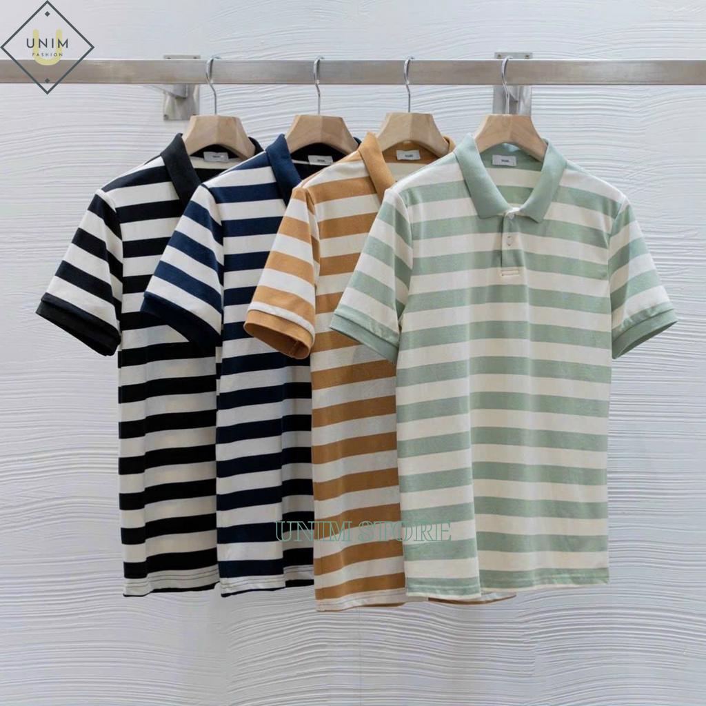 Áo Polo Nam Local Brand Unim Store Vải Cá Sấu CVC Thông Hơi Thoáng Khi Họa Tiết Kẻ Ngang Lạ Mắt - P01