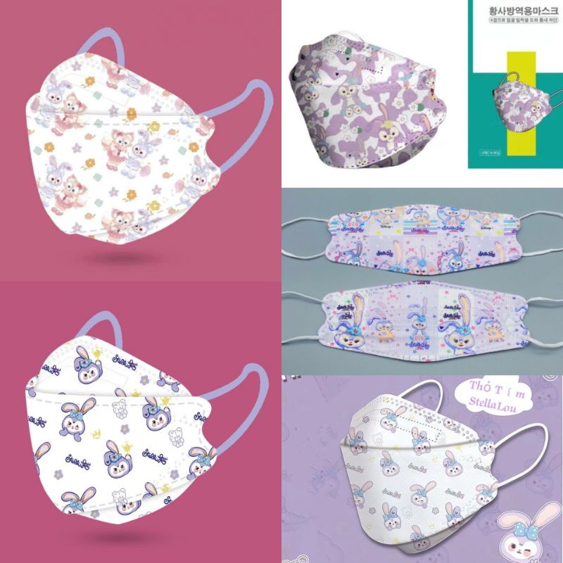 [ Hàng Có Sẵn ] 1 Túi 10 Chiếc Khẩu Trang KF94 Hoạ Tiết Thỏ Tím Size Người Lớn