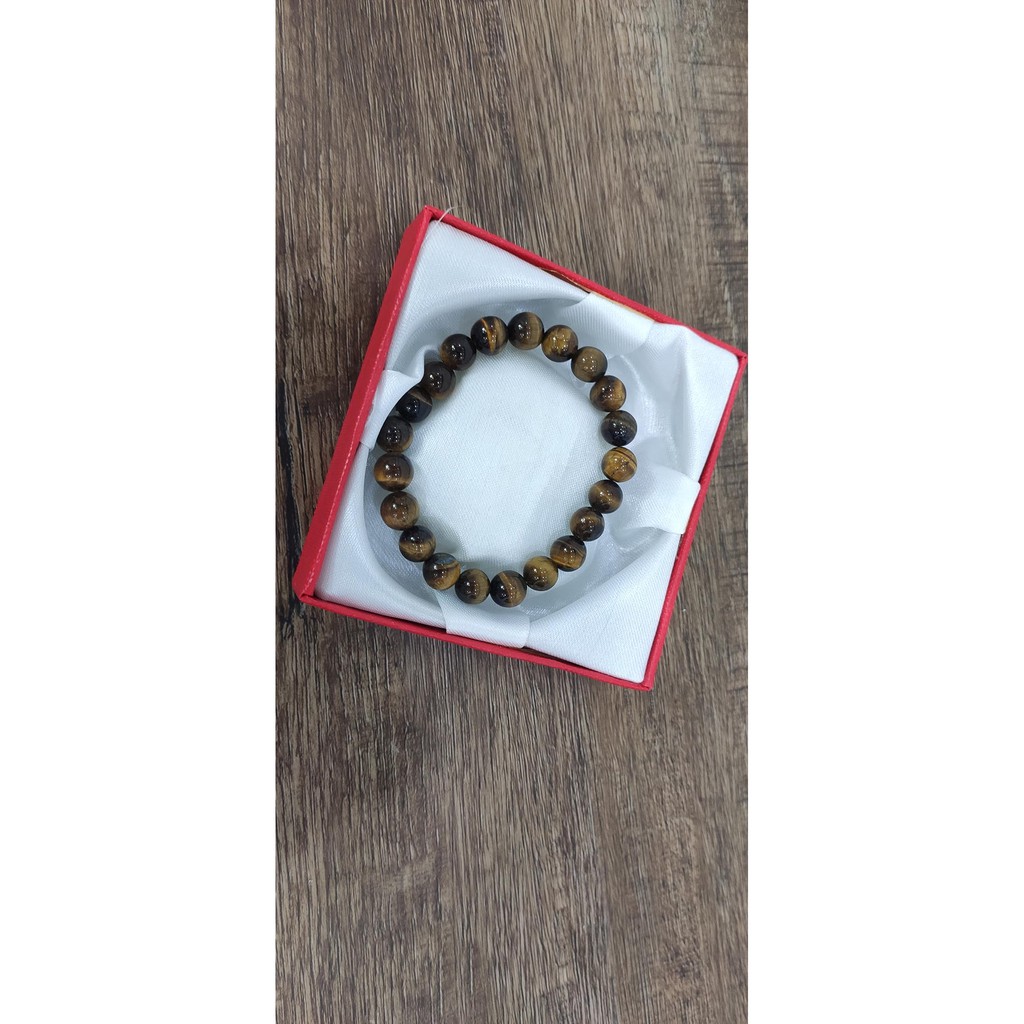 Vòng tay chuỗi đá nhan tạo mắt cọp vàng 8 ly