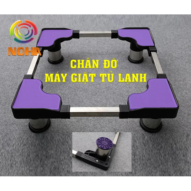 [SHIP NHANH]Chân đỡ đa năng INOX máy giặt tủ lạnh - Dùng cho Máy Giặt 6-9kg, Tủ Lạnh 150-270 lít.(mẫu tím)