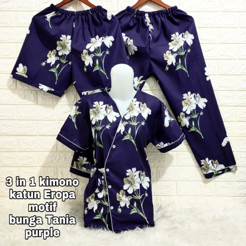 Bộ Đồ Ngủ Pijama 3 Trong 1 Họa Tiết Hoa Anh Đào Phong Cách Kimono | BigBuy360 - bigbuy360.vn