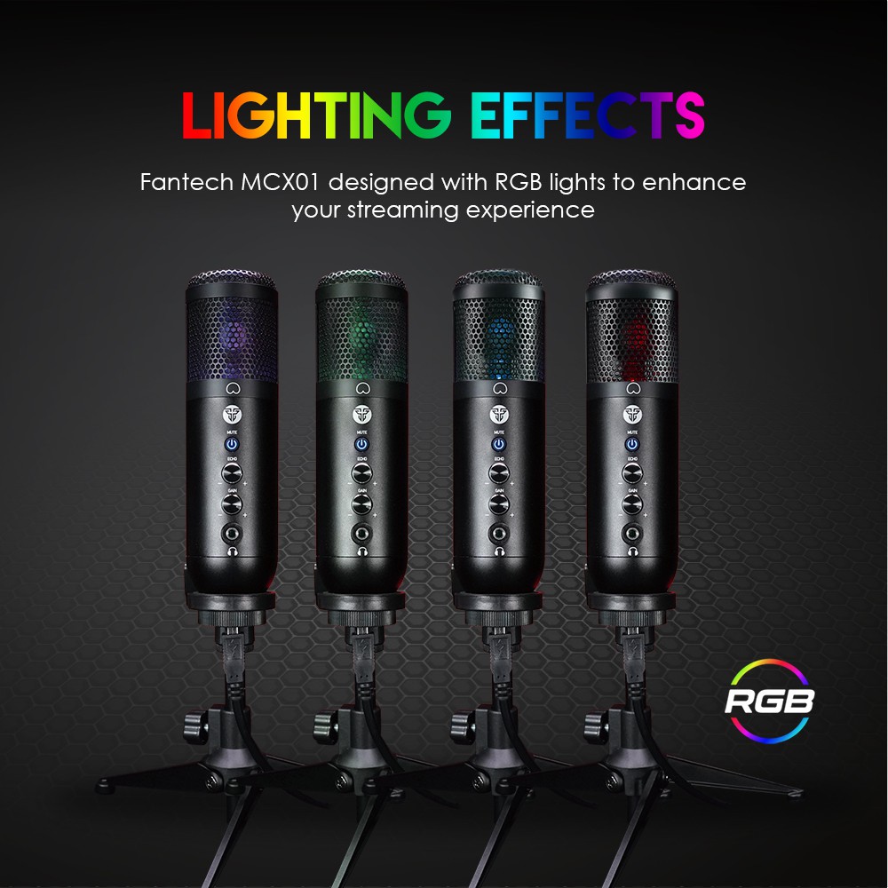 Micro Thu Âm Livestream Chuyên Nghiệp FANTECH MCX01 LEVIOSA LED RGB Âm Thanh Chất Lượng Cao - Hãng Phân Phối Chính Thức