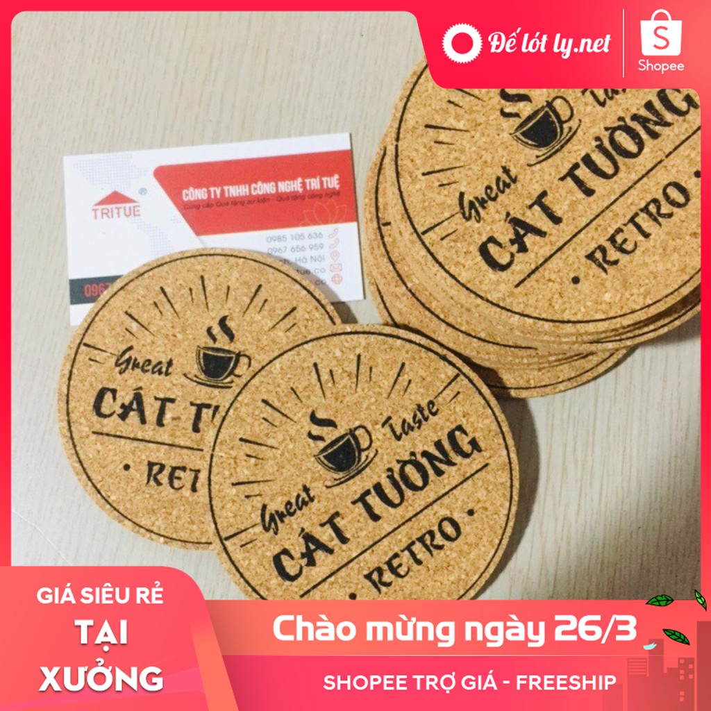 Miếng Kê Cốc Cho Khách Sạn, Nhà Hàng, Quán Bar. Đặt Đế Lót Cốc Gỗ Ép In ấn Logo Quán Coffee {Shopee}