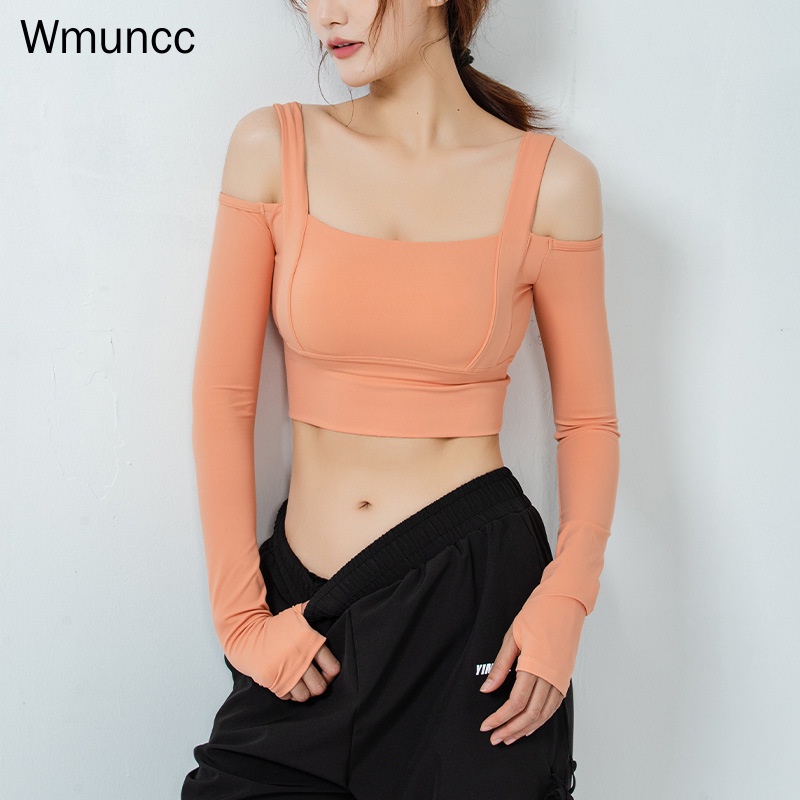 Wmuncc Đồ tập gym Tay Dài Có Đệm Ngực Thời Trang Cho Nữ