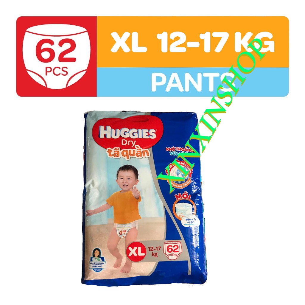 Combo 2 Tã quần HUGGIES DRY PANTS SUPER JUMBO M74/L68/XL62/XXL56