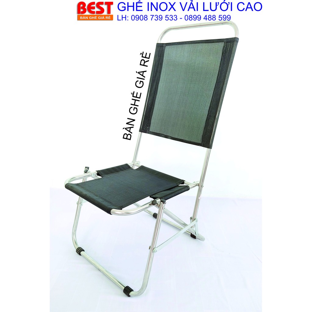 GHẾ XẾP INOX LƯNG LƯỚI CAO