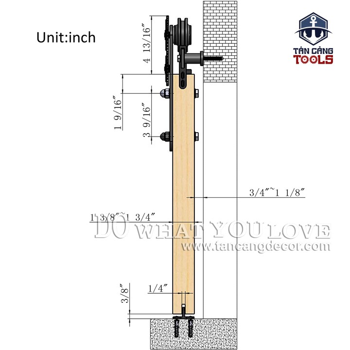 Phụ kiện Cửa Lùa Barn Door Hình Bánh Răng Chuyển Động