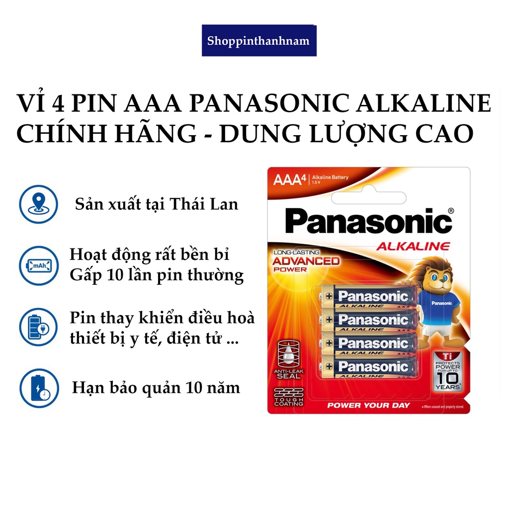 Vỉ 4 pin AAA Panasonic đũa alkaline LR03T-4B chính hãng