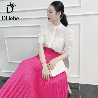 Sơ mi trắng cổ tàu tay ren - a047