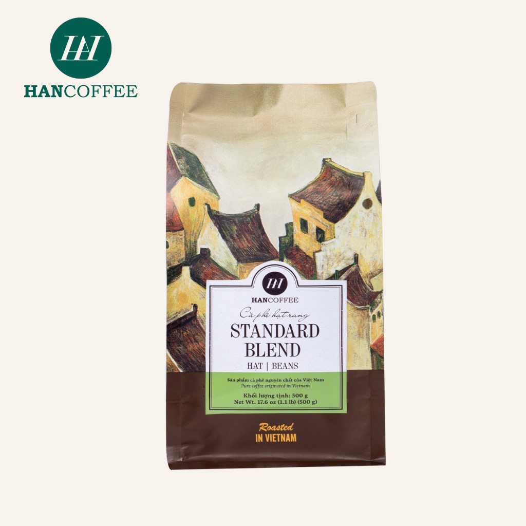 Cà Phê Phin HANCOFFEE Standard Blend Bean Hạt Rang Nguyên Chất Túi 500gr - HN70R30AH