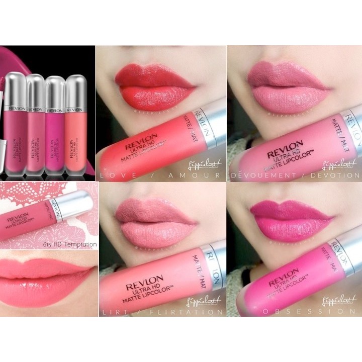 Son Kem Lì Revlon Ultra HD Matte Lipcolor 610 Addiction 605 Obsession 655 Kisses 675 Infatuation 640 Embrace 625 HD Love