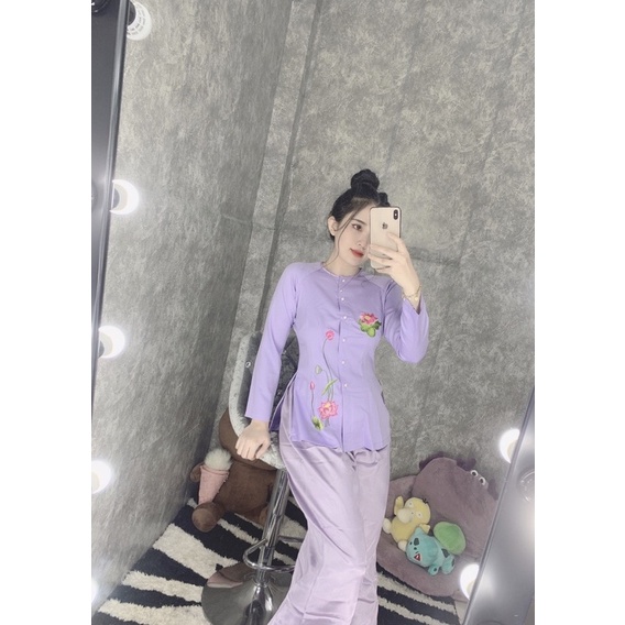 SET BỘ BÀ BA LỤA THÊU SEN, ĐỒ ĐI CHÙA
