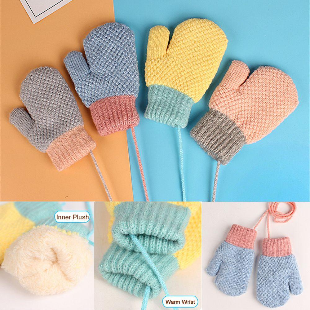 Găng Tay Đan Len Dày Dặn Giữ Ấm Mùa Đông Dễ Thương Cho Bé