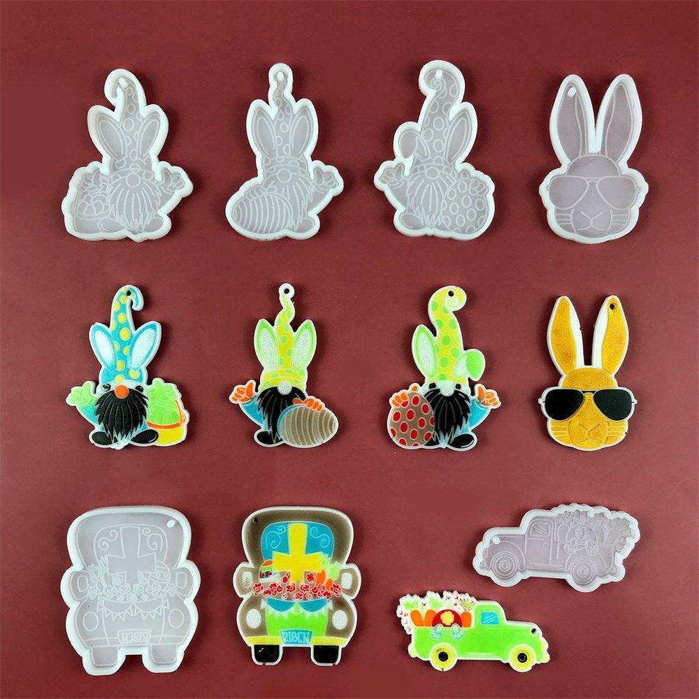 JONYE Khuôn Silicone Làm Đất Sét Hình Thỏ Phục Sinh