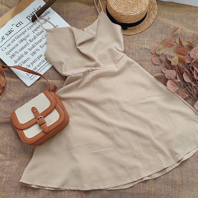 Váy nude 2s xoè cổ đổ kt ( KÈM ẢNH THẬT)