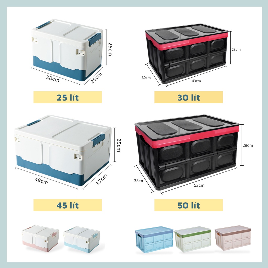 Hộp đựng đồ gấp gọn để cốp xe ô tô, để trong nhà có thể gấp gọn dung tích 45 lít và 25 lít