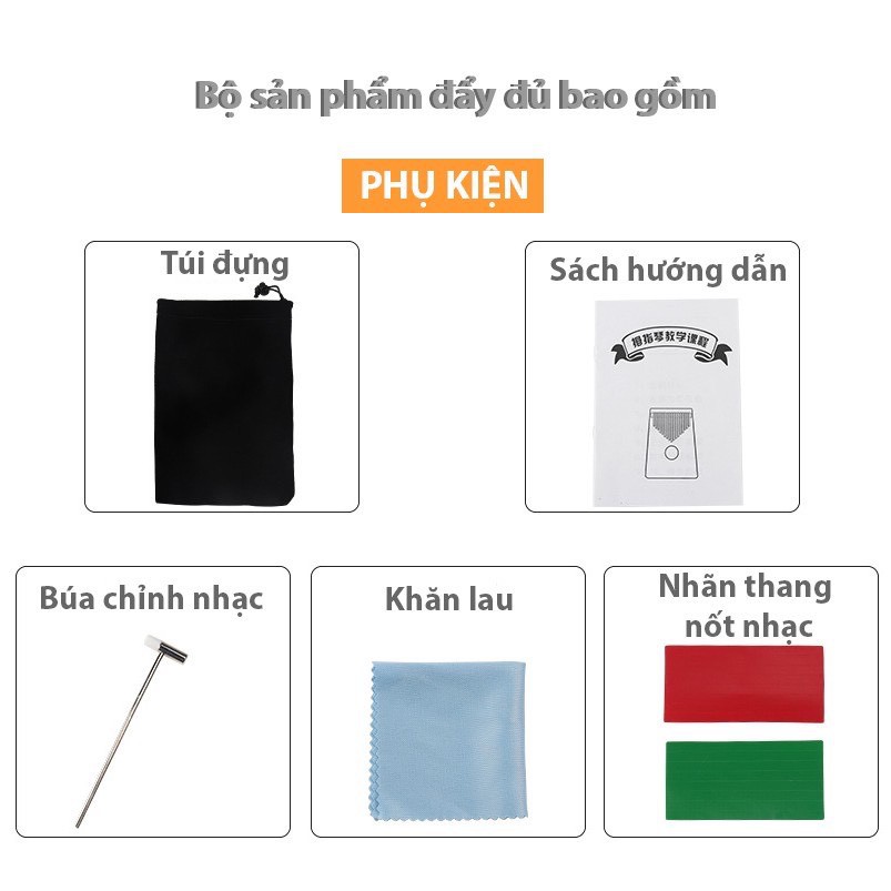 ĐÀN KALIMBA 17 phím Gỗ Tự Nhiên Đàn Ngón Tay Tặng Full bộ phụ kiện AD21