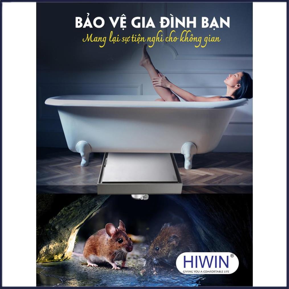 Phễu ga thoát sàn chống mùi hôi inox 304 mặt mờ kích thước 200x200mm HIWIN FD-T11