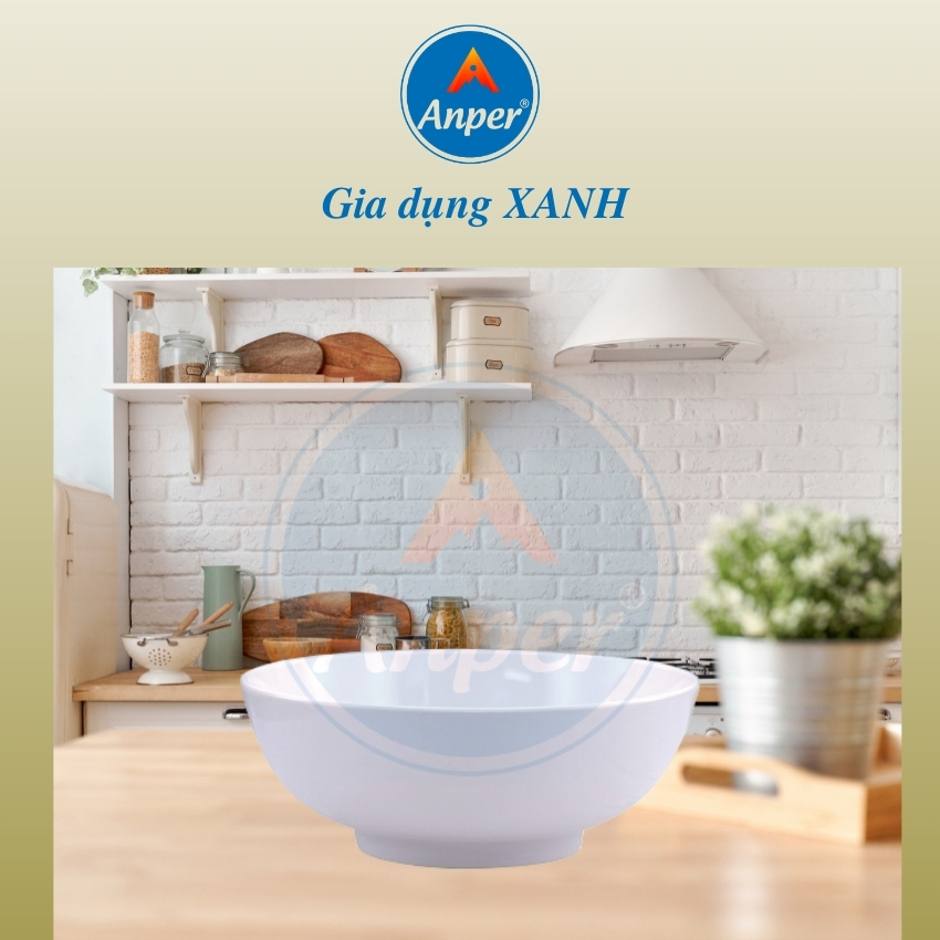 Bát Tô Tròn Trơn Dày Trắng Size 8 (20.3cm) Anper Nhựa Kiểu Nhật Hàn Cứng Cao Cấp An Toàn Sang Trọng  Gia Đình, Nhà Hàng