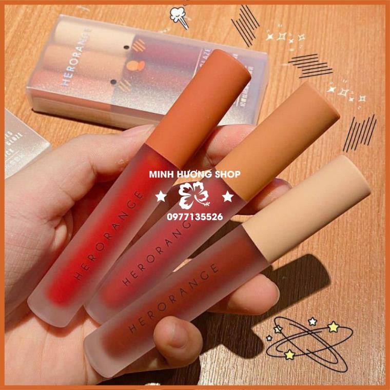 Set 3 Cây Son Kem Lì Herorange Fluffy Lip Glaze