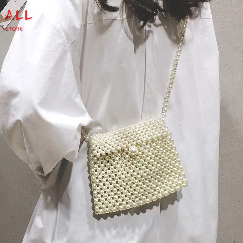 Túi xách đeo chéo kết hạt ngọc trai giả thanh lịch cho nữ | BigBuy360 - bigbuy360.vn