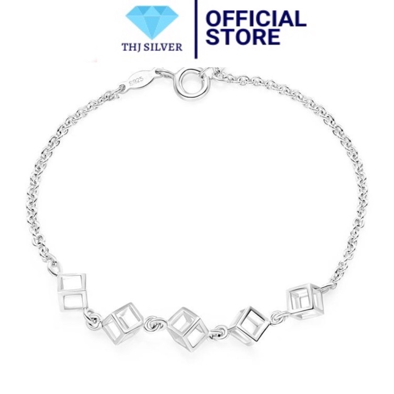Lắc tay nữ bạc ta ,lắc tay nữ hộp lập phương đính đá sáng đẹp -Lắc tay nữ bạc đẹp THJ