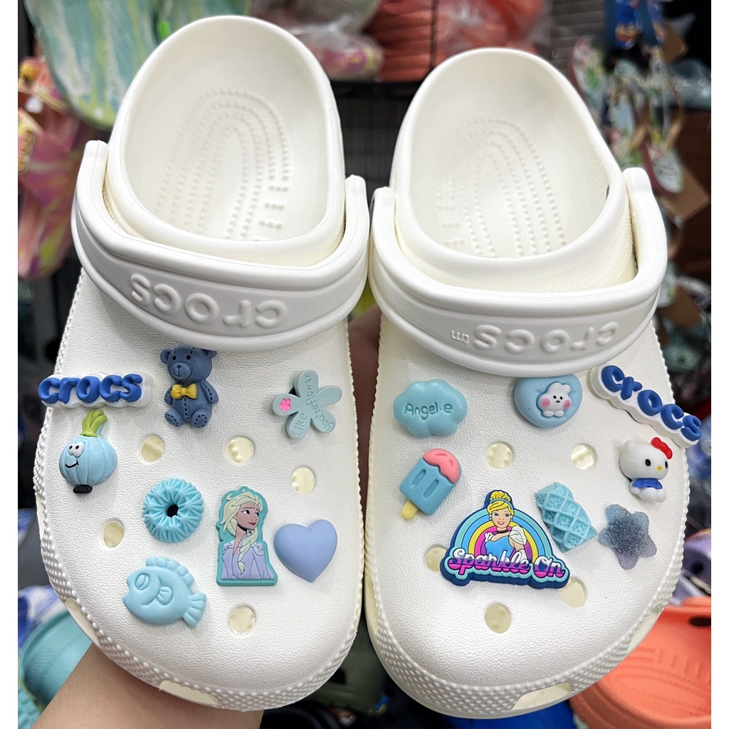 Charm Crocs 3D, Sticker gắn dép sục 3D nổi xinh xắn dễ thương -COMBO MẪU NGẪU NHIÊN THEO TONE MÀU