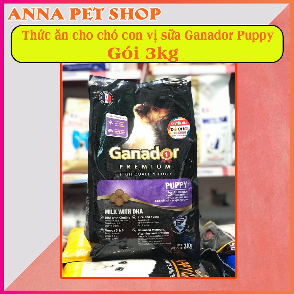 Thức ăn cho chó con vị sữa Ganador Puppy Milk with DHA 3kg