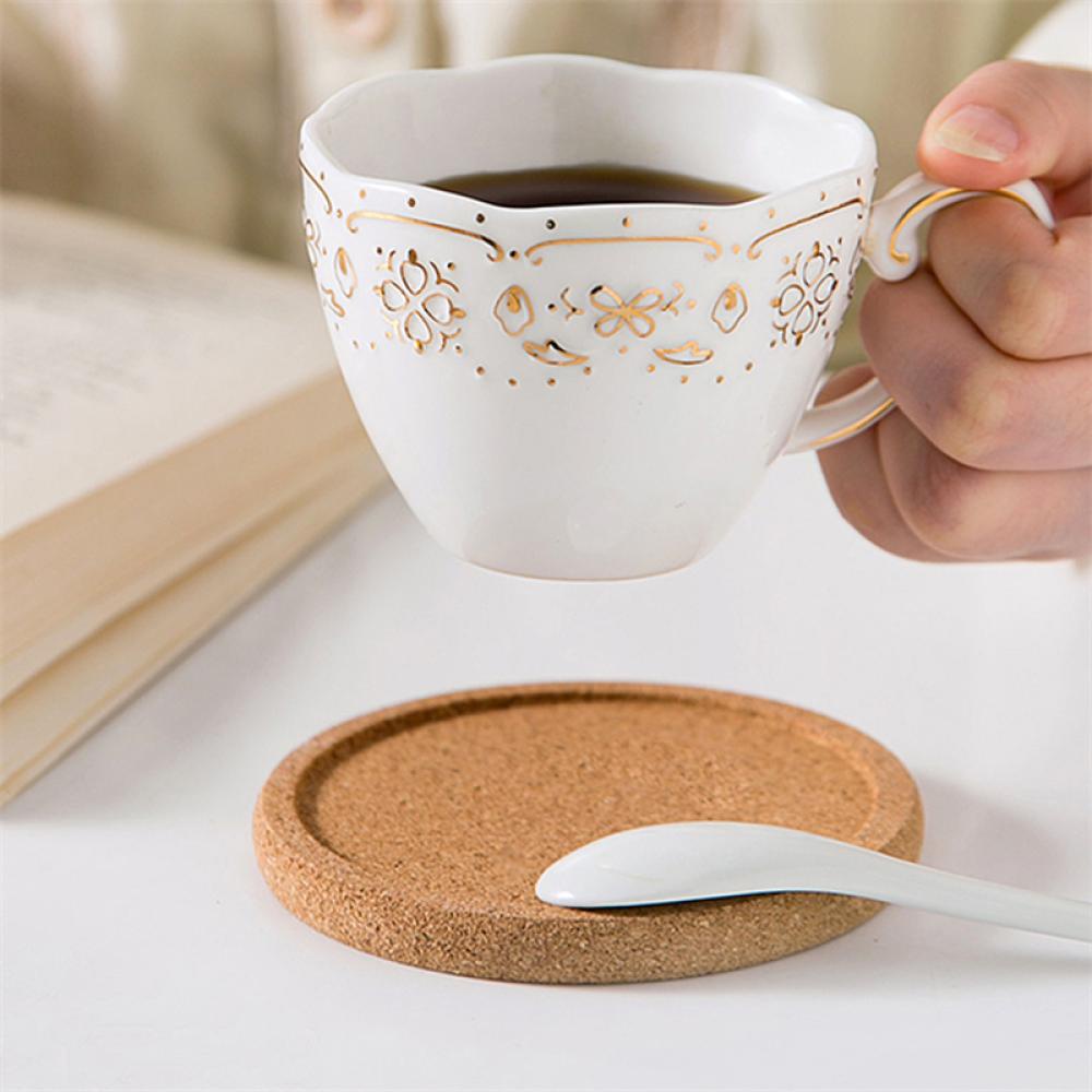 1 Đế Lót Ly Hình Tròn Đường Kính 10cm Bằng Gỗ Bần Tự Nhiên D7S6