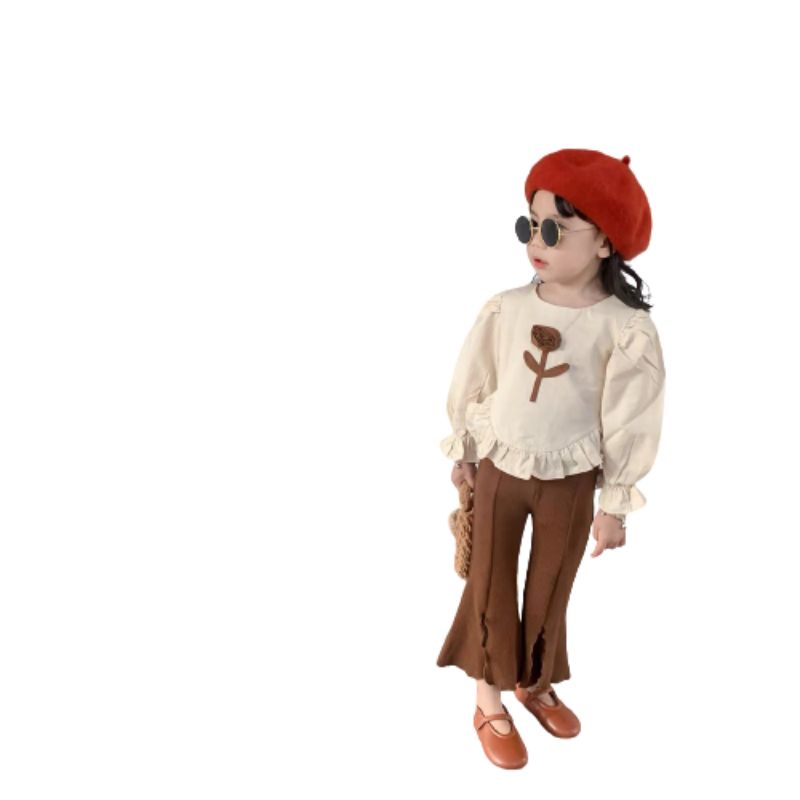 Sét đồ bộ bé gái 22332 Sét áo sơ mi thô phối quần x.ẻ size 10-25kg