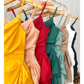 Đầm 2 dây satin