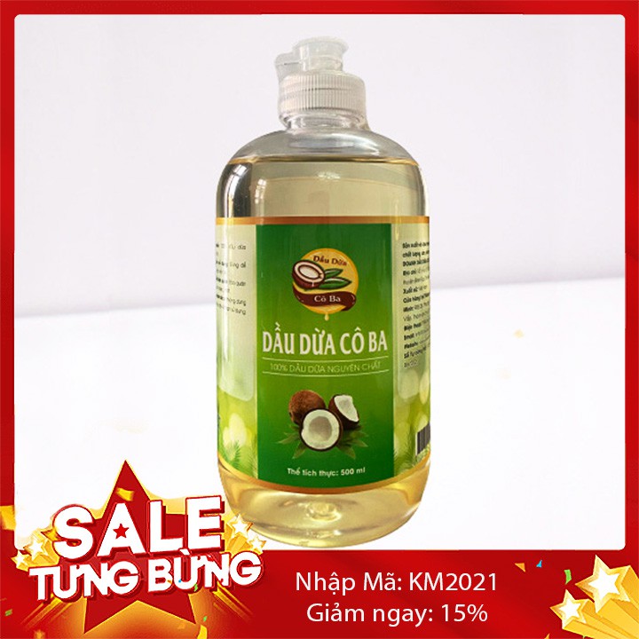 Dầu dừa nguyên chất 100% Bến Tre 500ml - Extra Virgin Coconut Oil 500ml