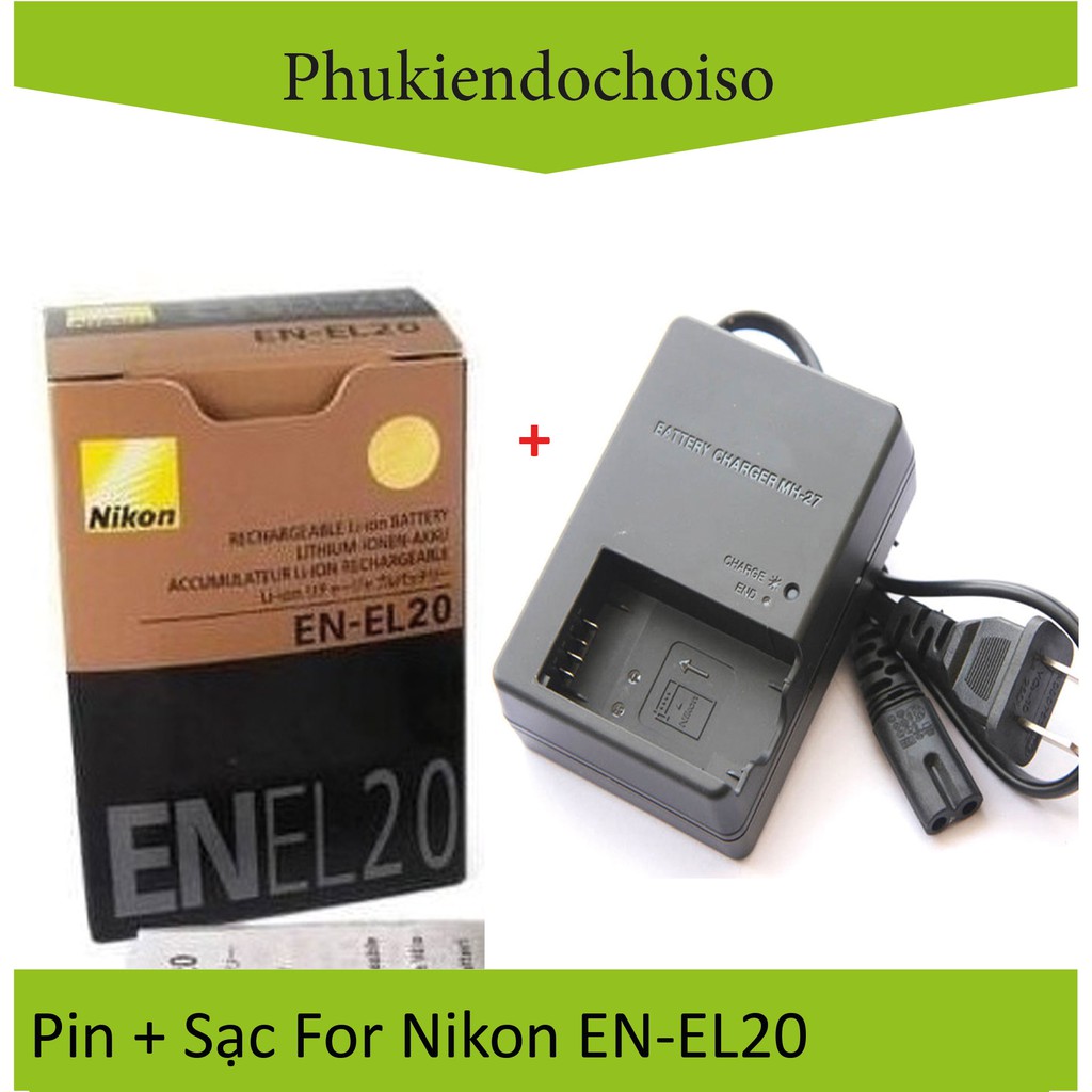 Bộ pin sạc thay thế 1 Pin 1 Sạc máy ảnh Nikon EN-EL20