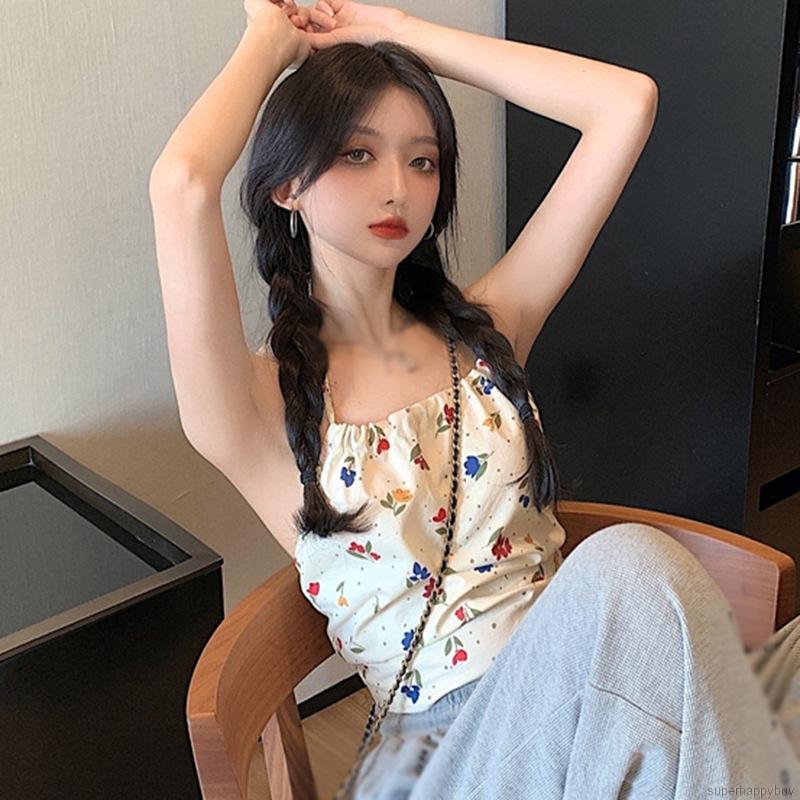 Áo Tank Top Hoạ Tiết Hoa Phong Cách Hàn Quốc