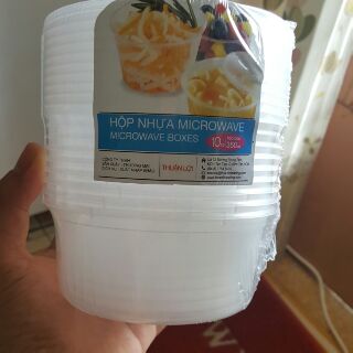 Hộp nhựa 350ml Thuận Lợi tròn 10 cái hộp + 10 nắp hộp đựng Thực Phẩm / Thức Ăn / Kim Chi / Chân Gà