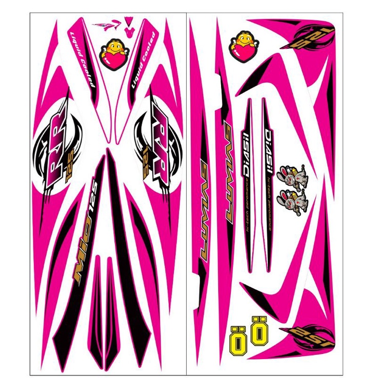 Tem rời dán xe luvias xe trắng hồng