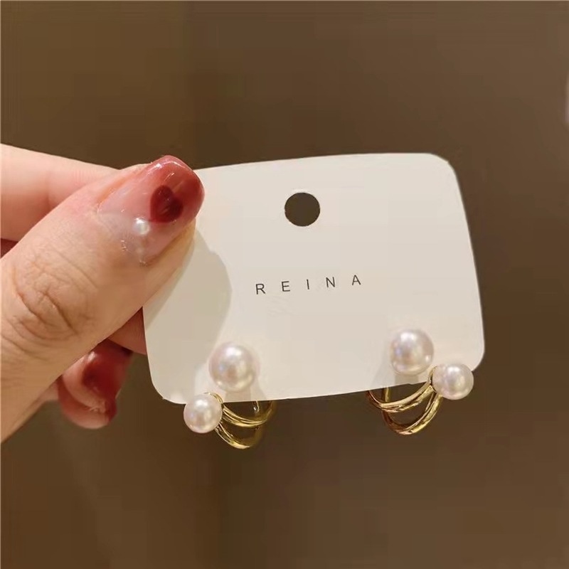 1 Cặp Bông Tai Dạng Kẹp S925 Đính Ngọc Trai Xoắn Màu Vàng Kim Cổ Điển Thanh Lịch Cho Nữ