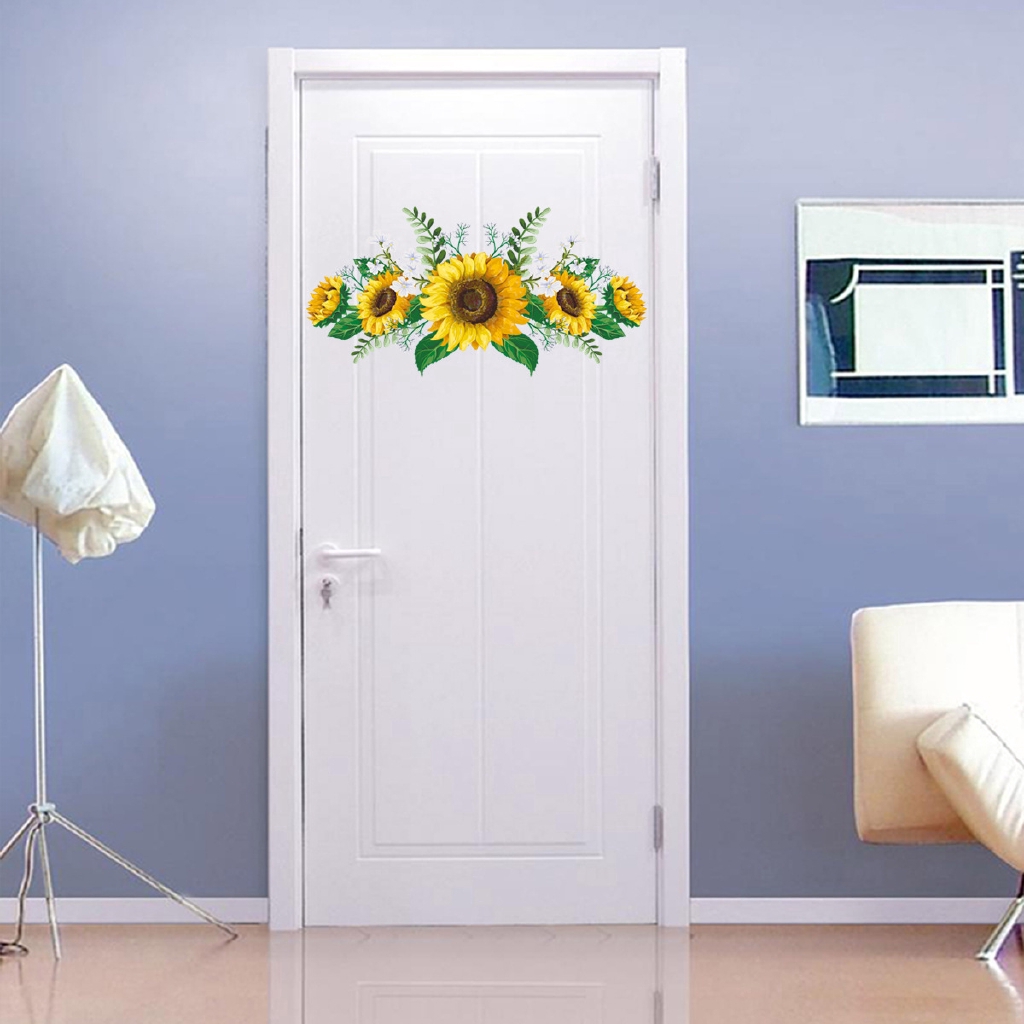 Miếng dán PVC chống thấm nước hình hoa hướng dương 3D cỡ 30*60cm trang trí tường/tủ lạnh/cửa tủ
