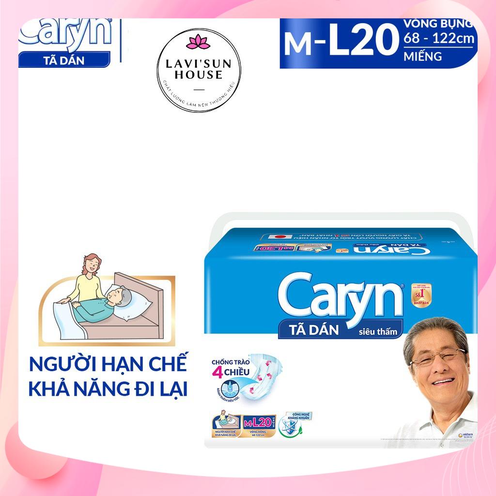 Tã bỉm dán Người lớn Caryn siêu thấm ML 20 miếng,tã người già size ML dành cho người hạn chế khả năng đi lại