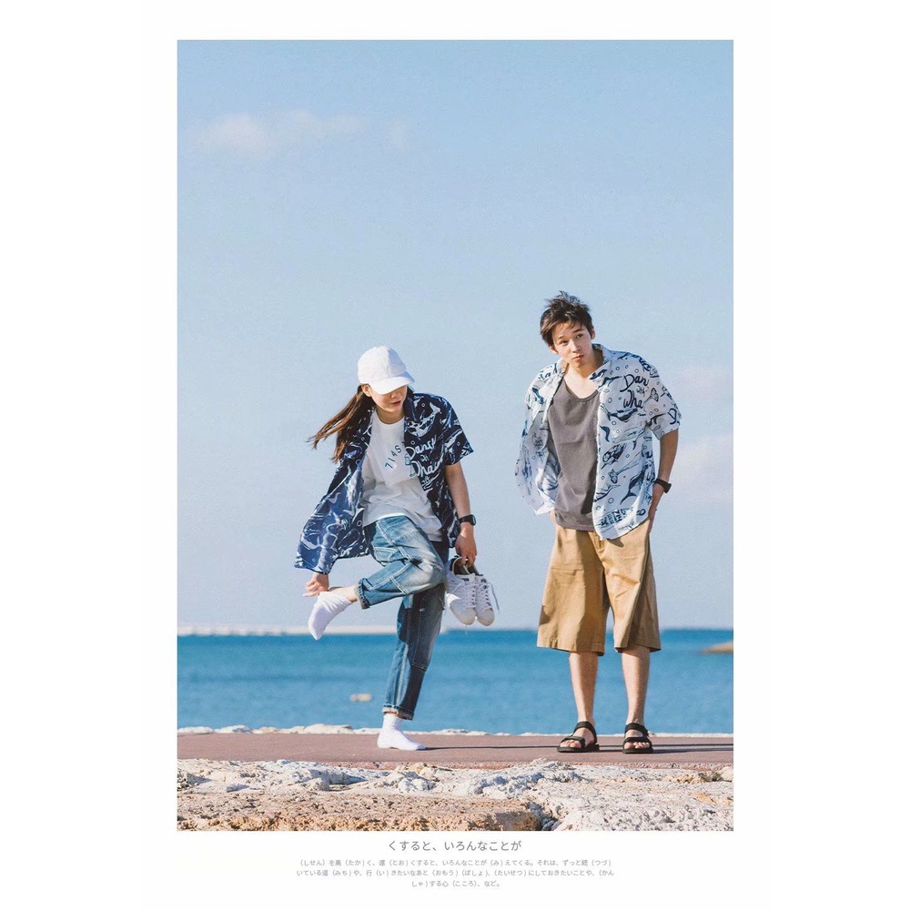Áo sơ mi Puruilong ngắn tay thời trang Hàn Quốc phong cách nghỉ mát ở bãi biển Hawaii dành cho cả nam và nữ