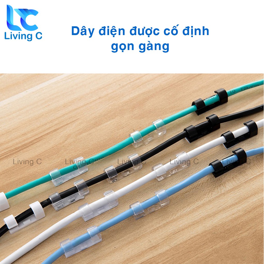 Bộ 16 nẹp dây điện chống rối Living C _B39 , combo 16 kẹp cố định dây điện dán tường