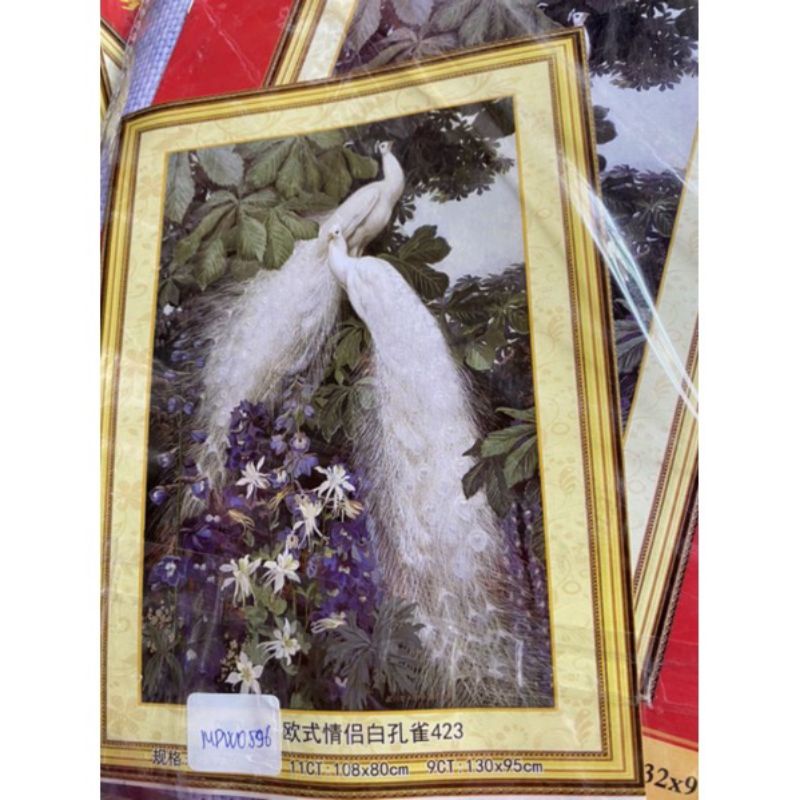 Tranh thêu kín chữ thập Đôi Công Trắng MDW0596