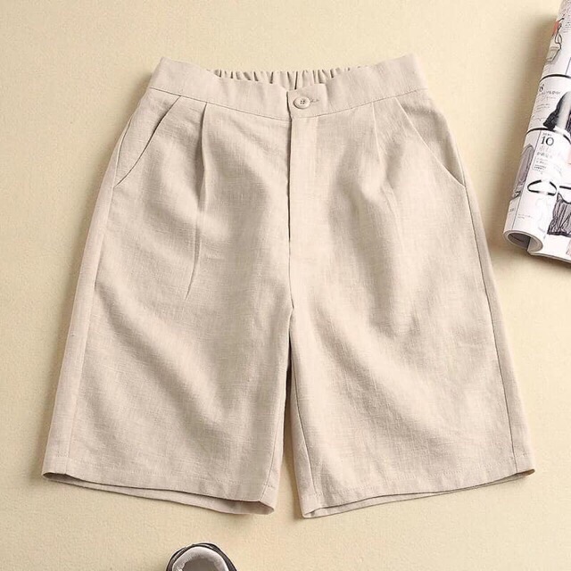 Quần culottes đũi lửng nhật mềm mát lưng thun cúc trước, may cẩn thận, chất vải cao cấp - đẹp và chất!